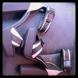 Black and white heels